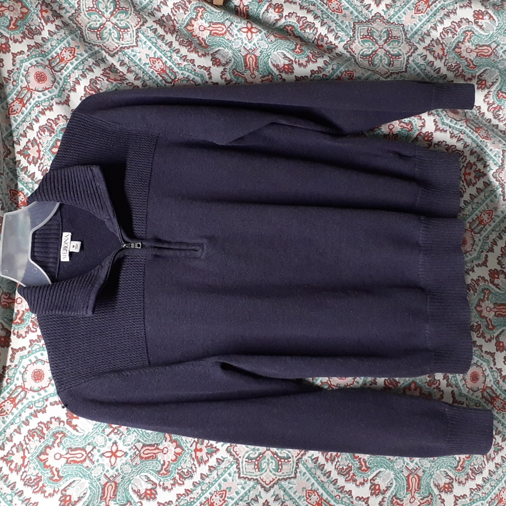 NWOT Merona Purple Partial Zip Cotton Pull Over Top, Size M